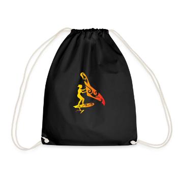 Surfer Wing Foiling Girl Foiling Lover Geschenk - Turnbeutel - Schwarz - Vorne