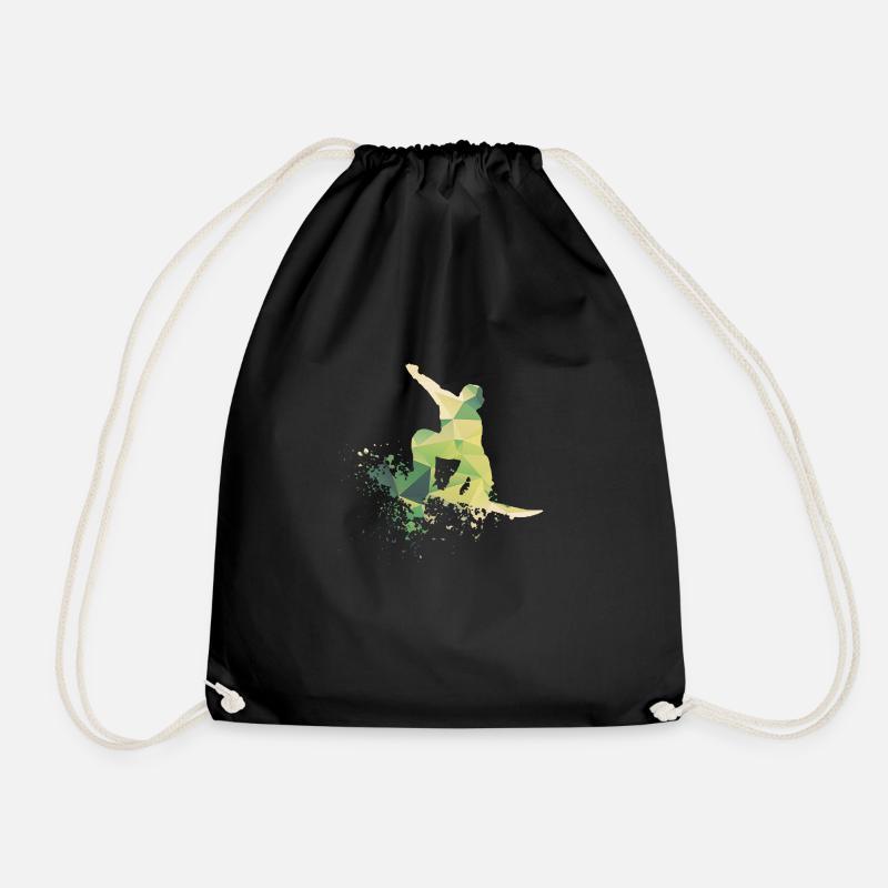 Snowboarding Snowboarder - Drawstring Bag - black