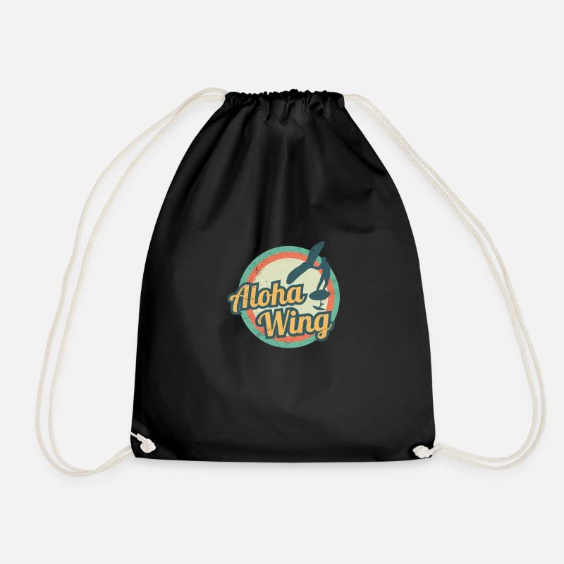 Wing Foiling Aloha Wing Wingsurf Hawaii Geschenk - Turnbeutel - Schwarz