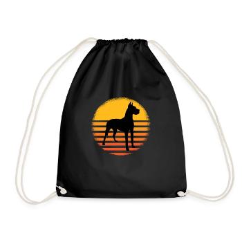 Dog Great Dane Papa cool retro Great Dane motif - Drawstring Bag - black - Front
