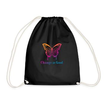 Change is good Schmetterling Natur Geschenk - Turnbeutel - Schwarz - Vorne