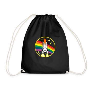 Rocket Space Rainbow Stars T-Shirt - Drawstring Bag - black - Front