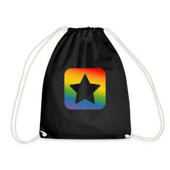 LGBT lgbtqi queer Regenbogen Stern button - Turnbeutel - Schwarz - Vorne