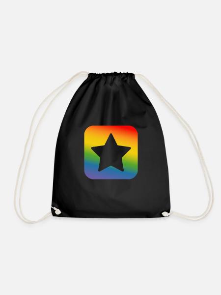 LGBT lgbtqi queer Regenbogen Stern button - Turnbeutel - Schwarz