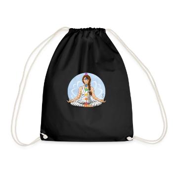 Zen and Zebra Illustration of Chakra Meditation - Drawstring Bag - black - Front