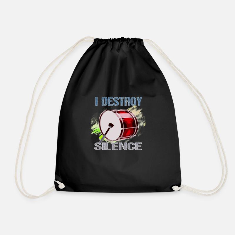 Bass Drum Kick Drum I Destroy Silence - Turnbeutel - Schwarz