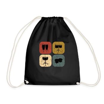 Schlagzeug Trommel Design retro vintage - Turnbeutel - Schwarz - Vorne