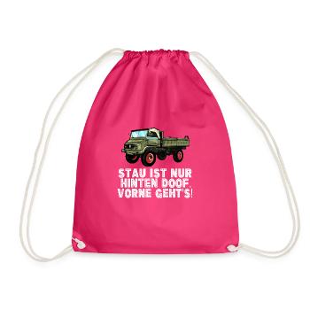 Stau ist nur hinten doof, vorne geht's! - Unimog - Turnbeutel - Fuchsia - Vorne