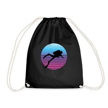 Tauchen Herren Damen Scuba Dive Retro Taucher - Turnbeutel - Schwarz - Vorne