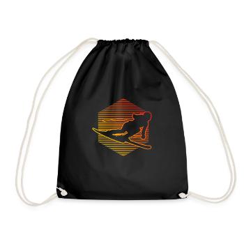 Skiing Ladies Skiing Girls - Drawstring Bag - black - Front