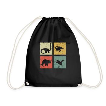 four dinosaurs - Drawstring Bag - black - Front