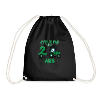 Enfant Tracteur Cadeau 2 ans Anniversaire ferme - Sac de sport léger - noir - Devant