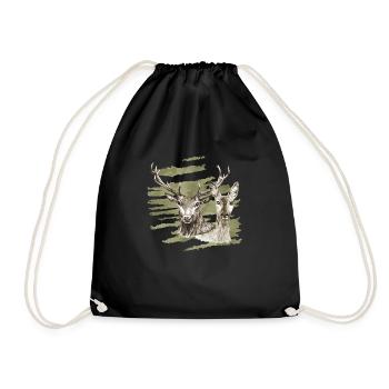 Cerfs et biches - Sac de sport léger - noir - Devant