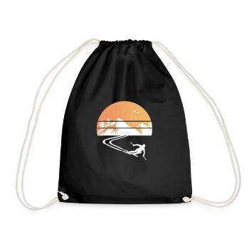 Skier ski retro mountains gift Ski Carving - Drawstring Bag - black - Front