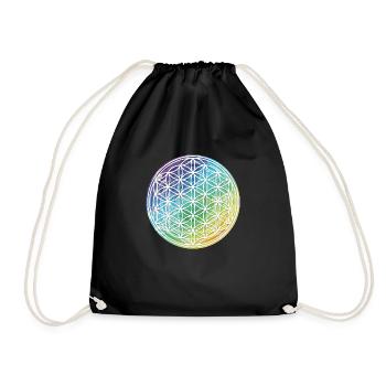 Flower of Life Rainbow Gift Idea 005-034 - Drawstring Bag - black - Front