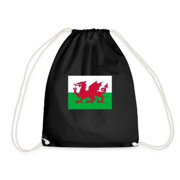 Wales flag - Drawstring Bag - black - Front