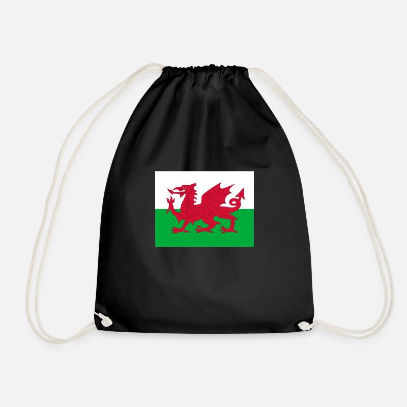 Flagge von Wales - Turnbeutel - Schwarz