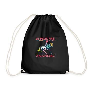 Je peux pas j'ai Cheval, Cheval cadeau femme - Sac de sport léger - noir - Devant