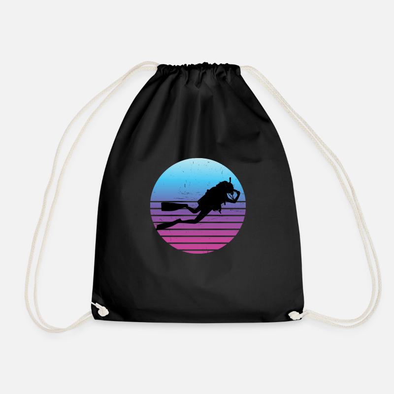 Diving Divers Diving Scuba Diving Scuba Divers - Drawstring Bag - black