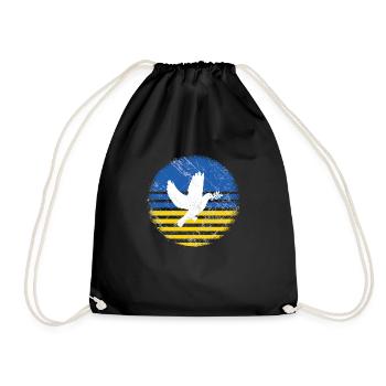 Ukraine Shirt mit Friedenstaube - Turnbeutel - Schwarz - Vorne