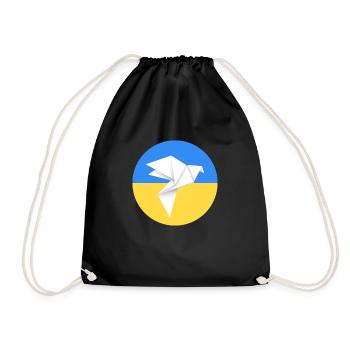 peace for ukraine - origami - Drawstring Bag - black - Front