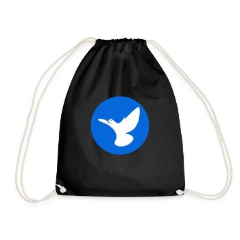 White dove of peace in a blue circle - Drawstring Bag - black - Front