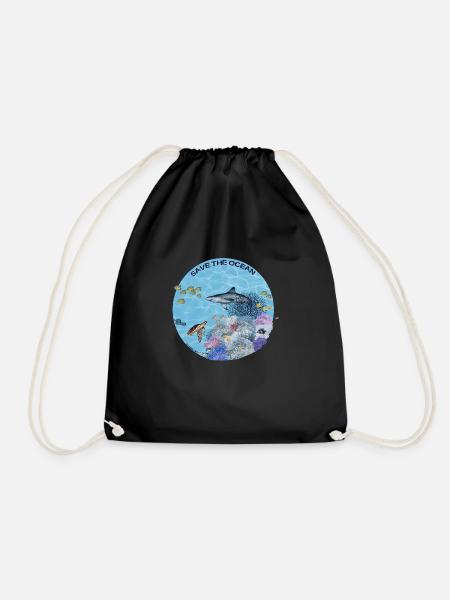 Save the Ocean - Korallenriff farbig - Turnbeutel - Schwarz