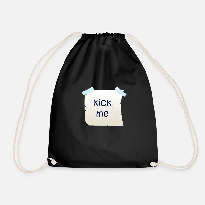 kick me - Drawstring Bag - black