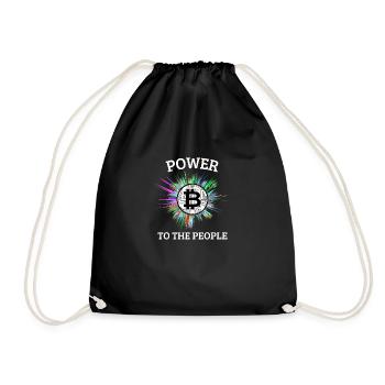 Bitcoin the people's currency. Power to the people - Drawstring Bag - black - Front