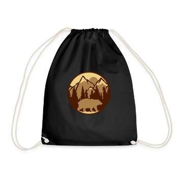 Mountains Forest Bear - Drawstring Bag - black - Front