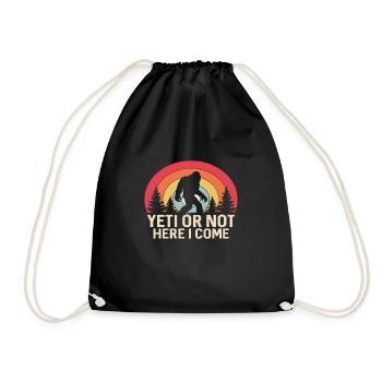 Yeti or not here i come, retro, vintage - Drawstring Bag - black - Front