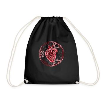 Heart, ball, red - Drawstring Bag - black - Front