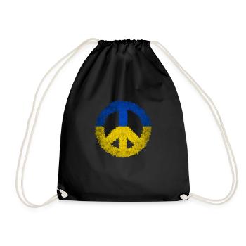 Peace sign Ukraine Stand for Ukraine Geschenk - Turnbeutel - Schwarz - Vorne