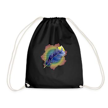 Feather - Drawstring Bag - black - Front