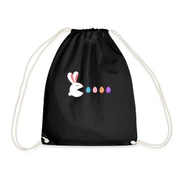 Frohe Ostern Kaninchen Gamer isst Ostereier - Turnbeutel - Schwarz - Vorne