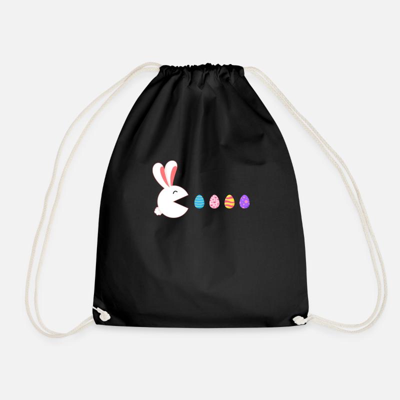 Frohe Ostern Kaninchen Gamer isst Ostereier - Turnbeutel - Schwarz