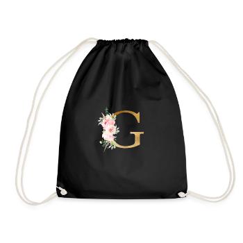 Botanik Floral Monogramm G - Turnbeutel - Schwarz - Vorne