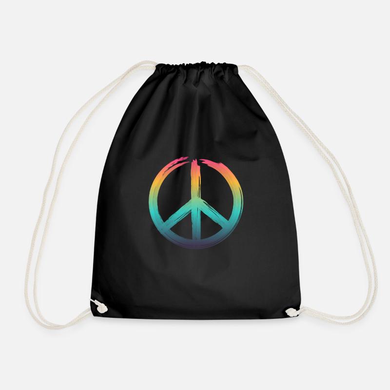 Peace Zeichen - Frieden Zeichen - Logo - Turnbeutel - Schwarz