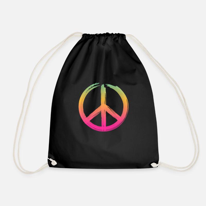 Peace Zeichen - Frieden Zeichen - Logo - Turnbeutel - Schwarz