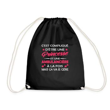 cadeau humour princesse et ambulancière - Sac de sport léger - noir - Devant