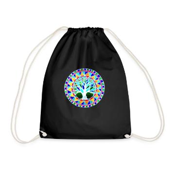 graphic tree pattern - Drawstring Bag - black - Front
