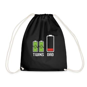 Dad Twins Battery Energy Power - Drawstring Bag - black - Front