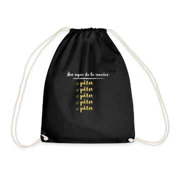 Mes repas de la semaine pâtes. Cadeau humour pâte - Sac de sport léger - noir - Devant