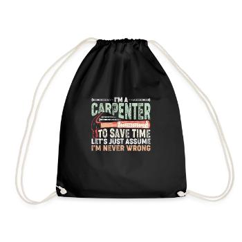 Carpenter Wood Carpenter Craftsman Joinery Joinery - Drawstring Bag - black - Front
