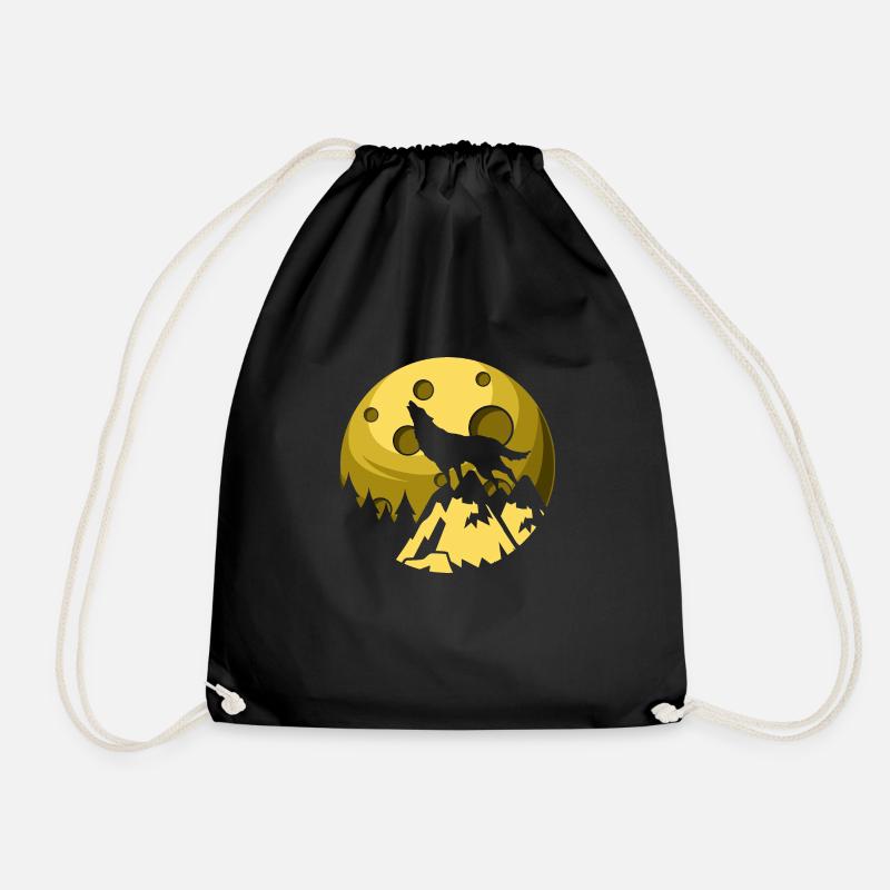Mond Wolf Howling Ängstliche Person Geschenk - Turnbeutel - Schwarz