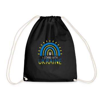I Stand With Ukraine Rainbow Ukraine Flag - Turnbeutel - Schwarz - Vorne