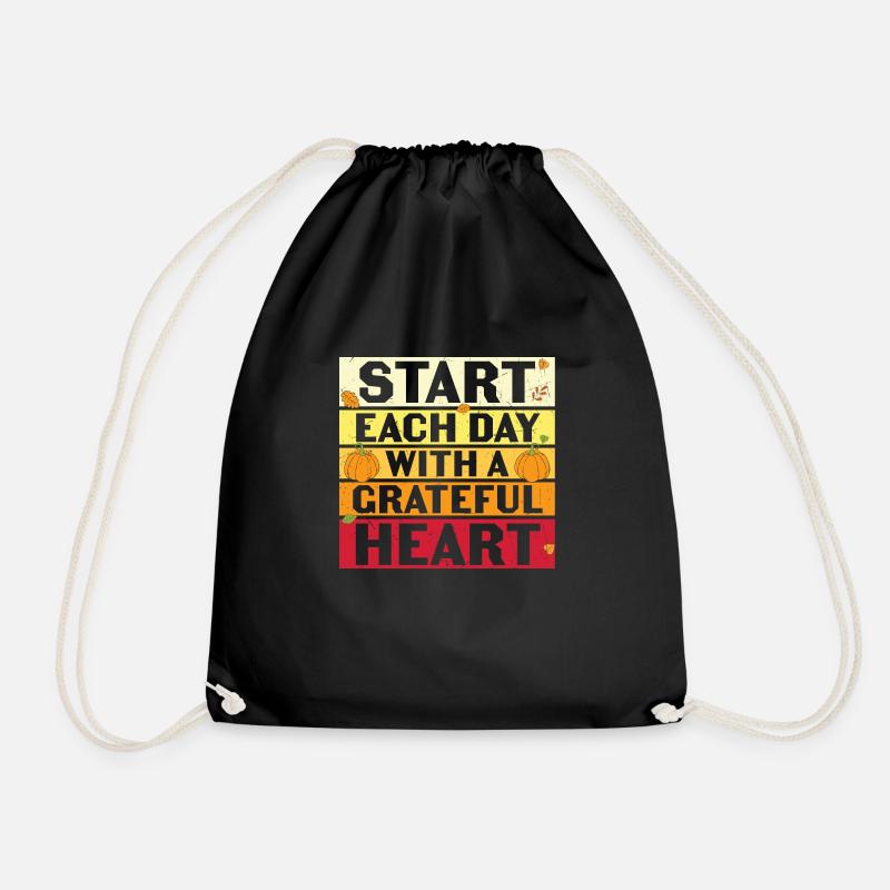 Start Each Day With A - Drawstring Bag - black