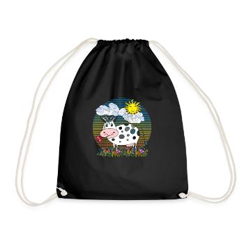 Cow - Drawstring Bag - black - Front