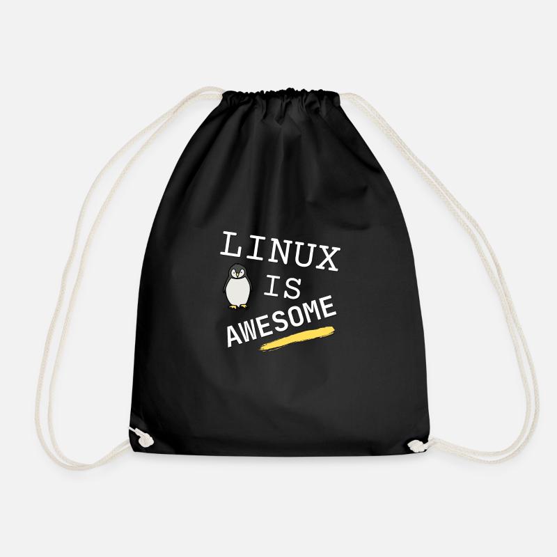 Linux is awesome - - Drawstring Bag - black