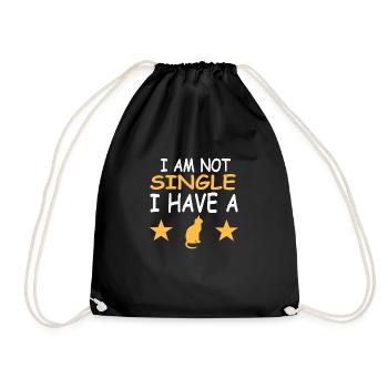 Cat - Drawstring Bag - black - Front